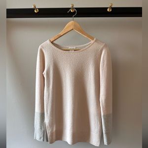 Club Monaco Cashmere blush pink/dove grey colour block sweater
